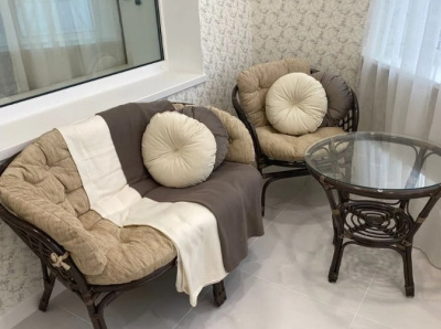 IND Диван Багама темно-коричневый подушка бежевая 