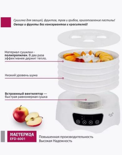 Сушилка для овощей и фруктов Мастерица EFD-6001 белый