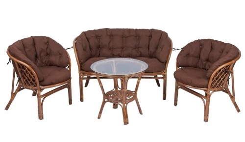 IND Комплект Багама с диваном миндаль матовый подушка коричневая 