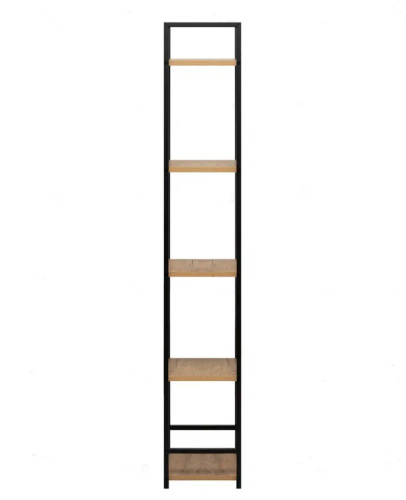 Стеллаж Leset Стилвуд 15 узкий 5 полок черный дуб крафт золотой 