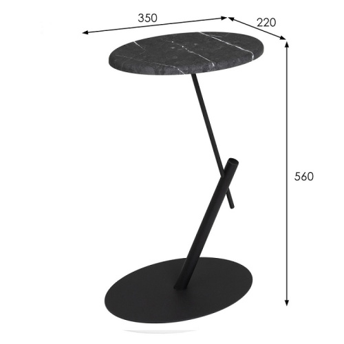 Стол приставной овальный МеталлАрт М015 черный мрамор 