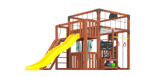 Детская площадка для дачи Савушка КУБ-3 Махагон с гамаком для йоги