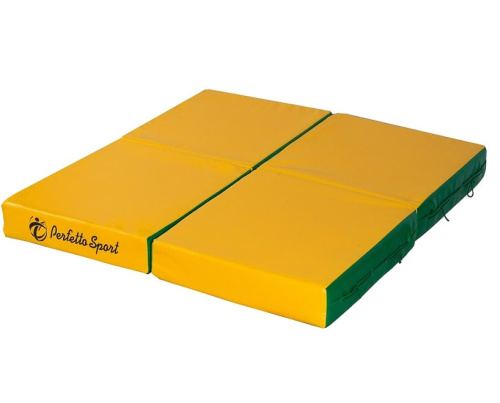 Мат № 11 100 x 100 x 10 складной 4 сложения Perfetto Sport зелено жёлтый