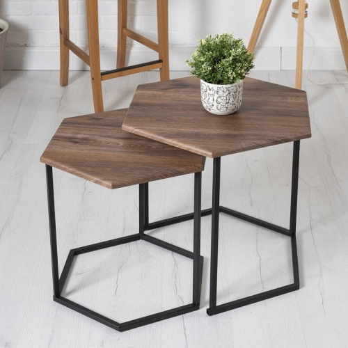 Стол журнальный МеталлАрт М003 коричневый дуб 